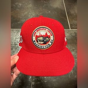 HT29 New Era Washington Nationals Red Hat 2008 Inaugural Season Patch Sz 7 *RARE